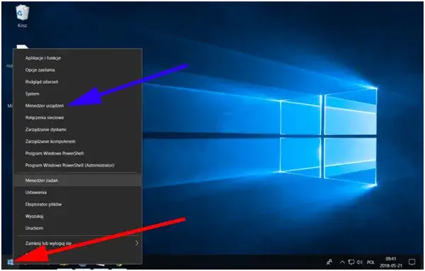 Menedżer urządzeń Windows 10 sterowniki